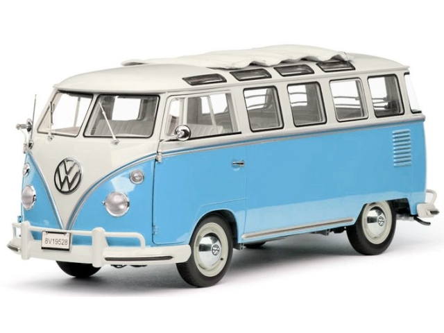 VW T1 Samba 1962, valkoinen/sininen