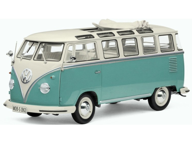 VW T1 Samba 1962, valkoinen/vihreä