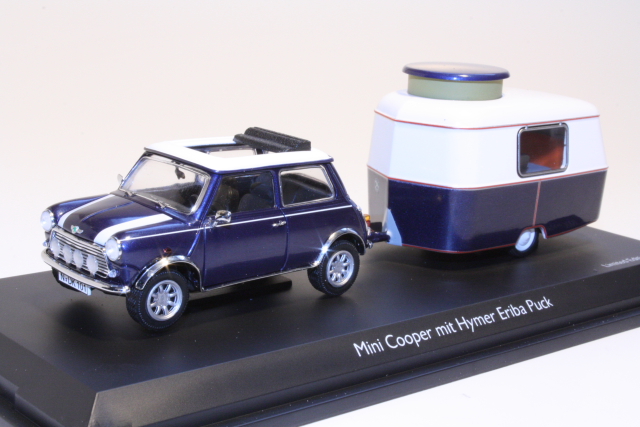 Mini Cooper "Soft Top" + Asuntovaunu, sininen - Sulje napsauttamalla kuva