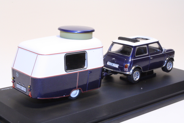 Mini Cooper "Soft Top" + Asuntovaunu, sininen - Sulje napsauttamalla kuva