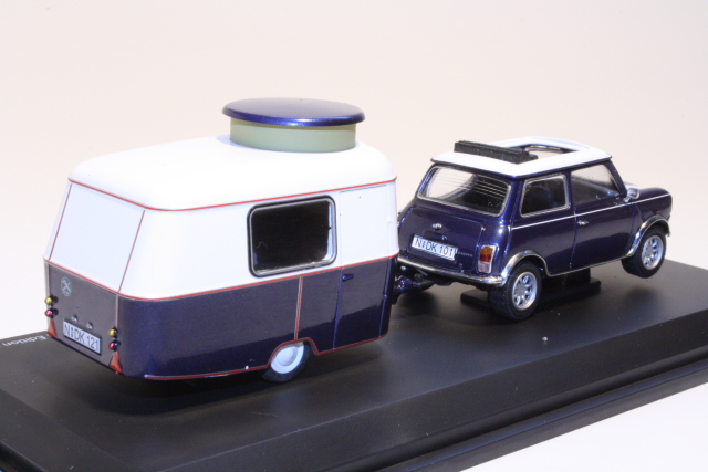 Mini Cooper "Soft Top" + Caravan, blue