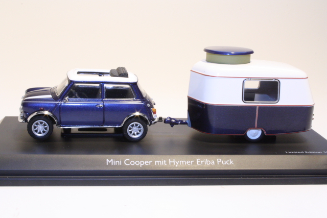 Mini Cooper "Soft Top" + Caravan, blue