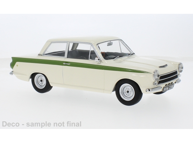 Ford Lotus Cortina Mk1 1963, valkoinen/vihreä