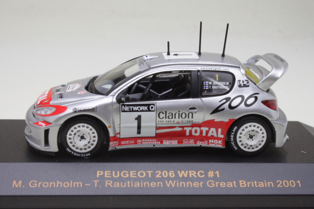 Peugeot 206 WRC, 1st. Great Britain 2001, M.Grönholm, no.1