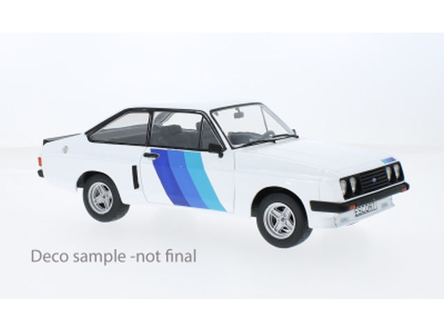 Ford Escort Mk2 RS2000 X-Pack 1977, valkoinen/sininen