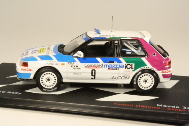 Mazda 323 GTX 4WD, RAC 1991, T.Mäkinen, no.9