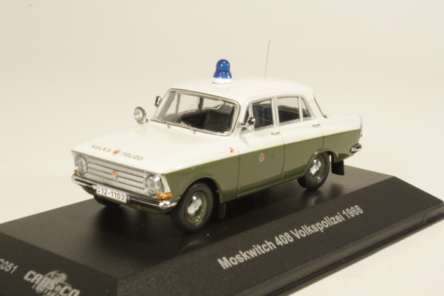 Moskvitch 408 Volkspolizei 1968, valkoinen/vihreä - Sulje napsauttamalla kuva