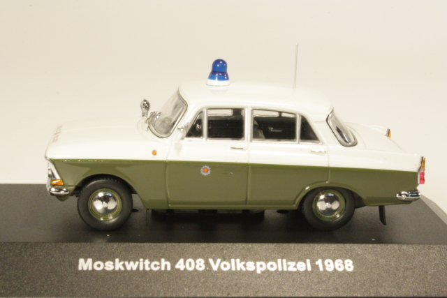 Moskvitch 408 Volkspolizei 1968, valkoinen/vihreä - Sulje napsauttamalla kuva