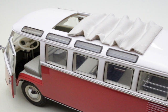 VW T1 Samba Bus 1962, punainen/valkoinen - Sulje napsauttamalla kuva