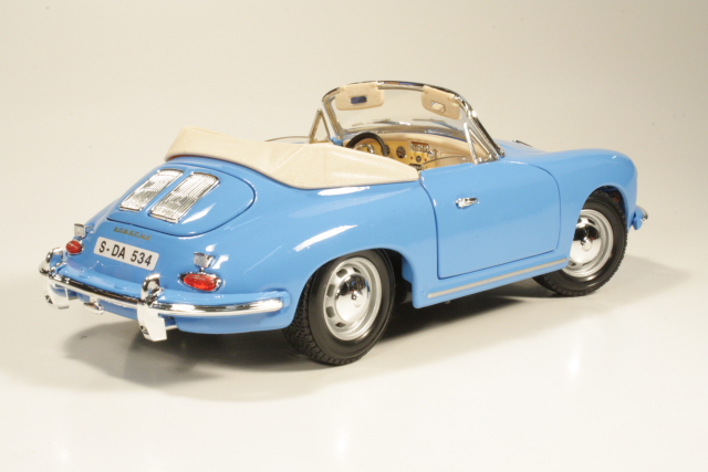 Porsche 356B Cabriolet 1961, sininen - Sulje napsauttamalla kuva