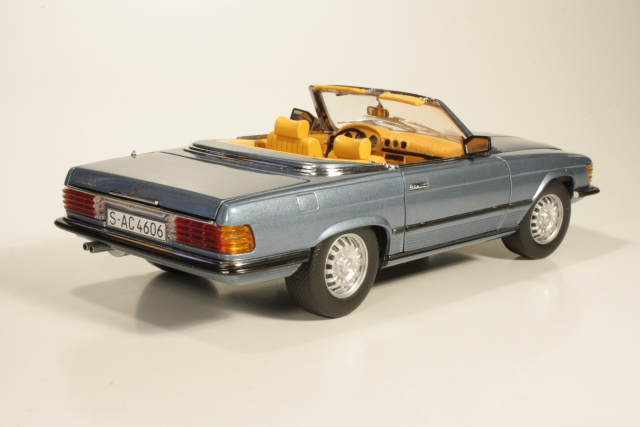 Mercedes 350SL Convertible Open 1977, sininen - Sulje napsauttamalla kuva