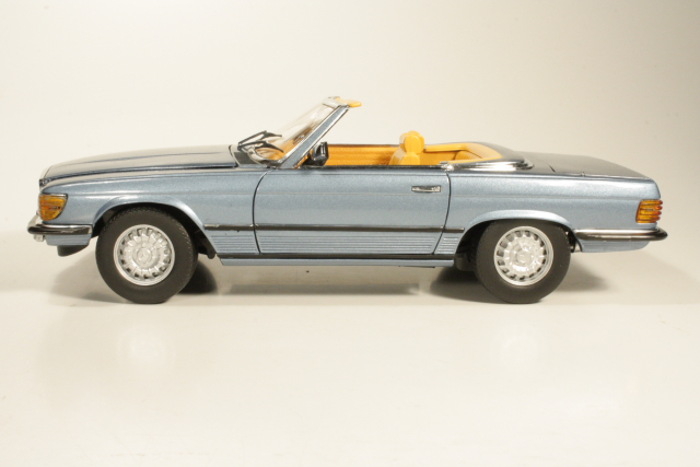 Mercedes 350SL Convertible Open 1977, sininen - Sulje napsauttamalla kuva