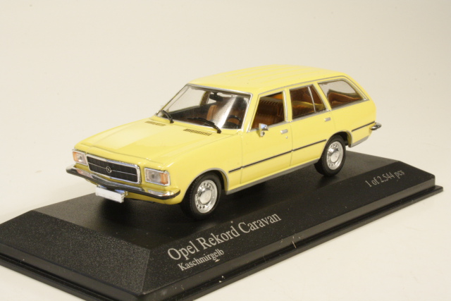 Opel Rekord D Caravan 1975, keltainen - Sulje napsauttamalla kuva