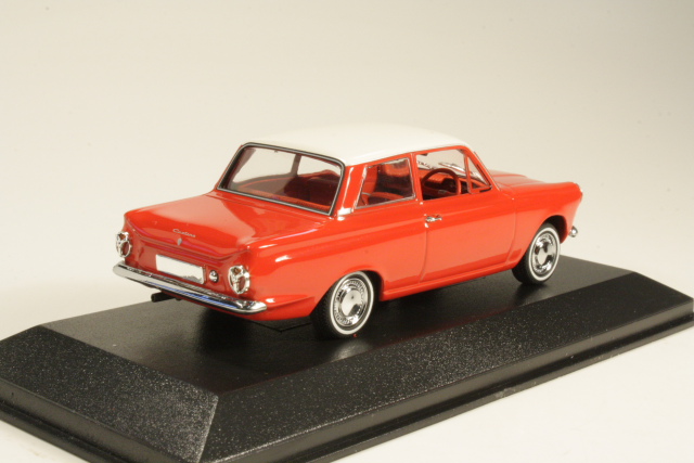 Ford Cortina Mk1 1962, punainen/valkoinen - Sulje napsauttamalla kuva