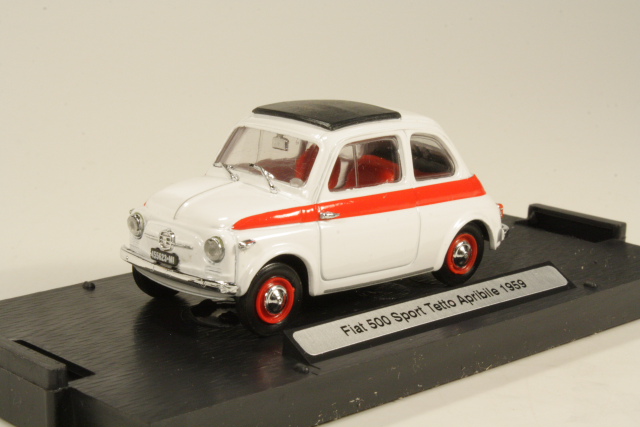 Fiat 500 Sport Tetto Apribile 1959, valkoinen/punainen - Sulje napsauttamalla kuva