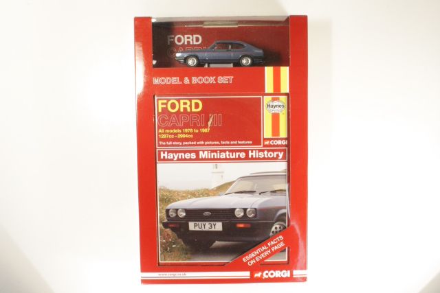 Ford Capri Mk3 blue with Haynes Miniature History Book