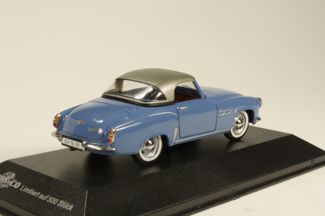 Wartburg 313 Sport 1957, sininen/harmaa - Sulje napsauttamalla kuva