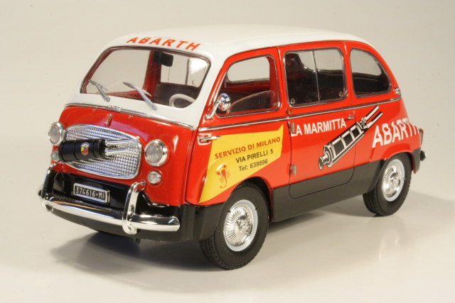 Fiat 600 Multipla Marmitta Abarth, punainen/valkoinen - Sulje napsauttamalla kuva