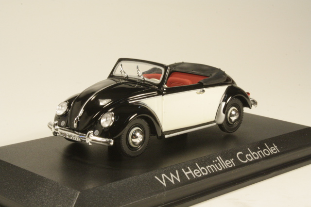 VW Hebmueller Cabriolet 1949, musta/beige - Sulje napsauttamalla kuva