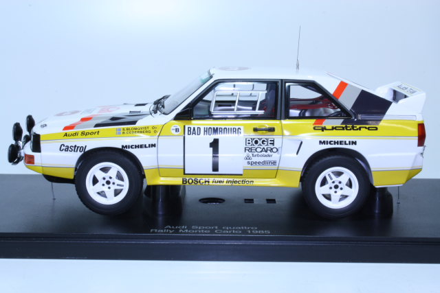 Audi Sport Quattro SWB, Monte Carlo 1985, S.Blomqvist, no.1 - Sulje napsauttamalla kuva