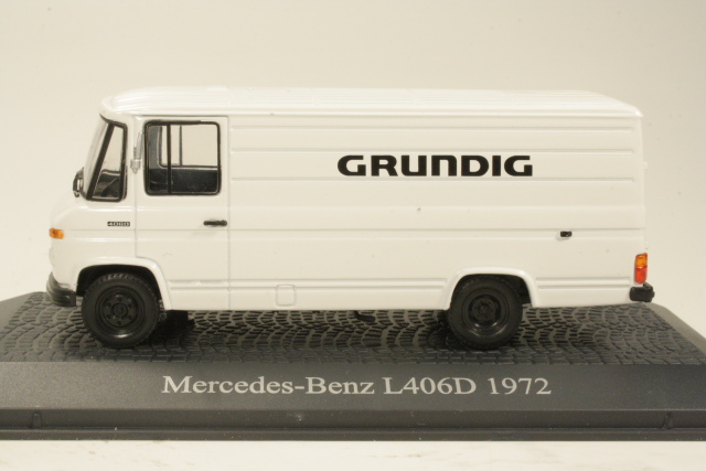 Mercedes L406D 1972 "Grundig", valkoinen - Sulje napsauttamalla kuva