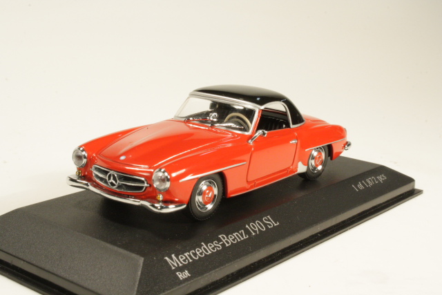 Mercedes 190SL (w121) Hardtop 1955, punainen/musta - Sulje napsauttamalla kuva