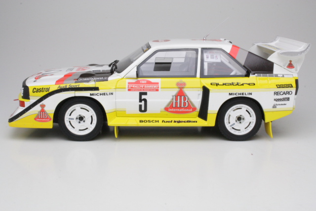 Audi Sport Quattro S1, San Remo 1985, W.Rohrl, no.5 - Sulje napsauttamalla kuva