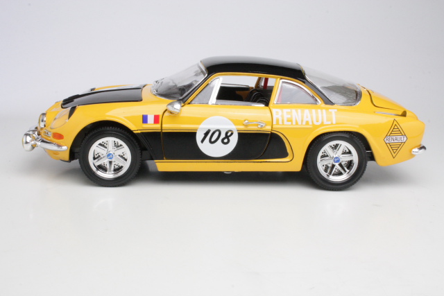 Alpine Renault A110 1600S, no.108, keltainen - Sulje napsauttamalla kuva