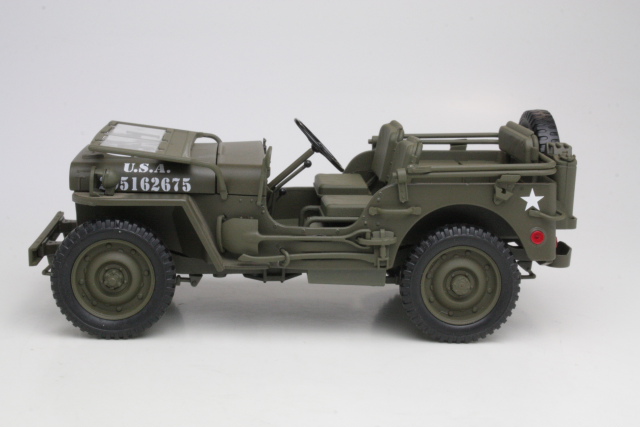 Willys Jeep 1944, 1/4 Ton U.S. Army Truck, tummanvihreä - Sulje napsauttamalla kuva