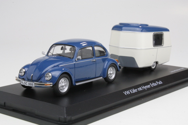 VW Kupla 1200 + Hymer Eriba Puck asuntovaunu, sininen/valkoinen