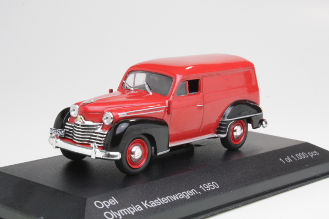 Opel Olympia Kastenwagen 1950, tummanpunainen - Sulje napsauttamalla kuva