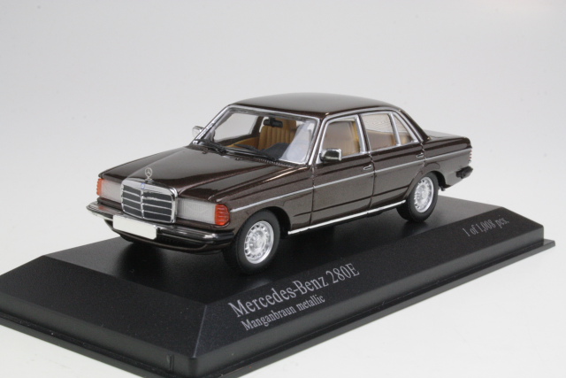 Mercedes 280E (W123) 1976, ruskea - Sulje napsauttamalla kuva