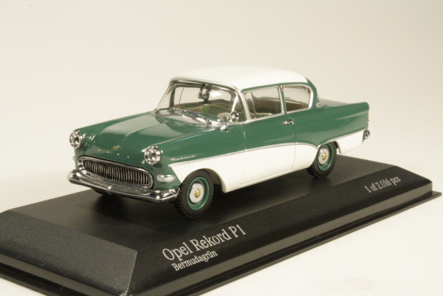 Opel Rekord P1 Limousine 2d 1958, vihreä/valkoinen